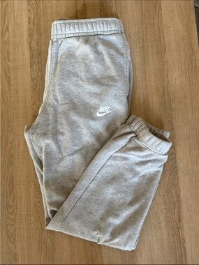 Nike Gray Fleece Joggers with White Swoosh